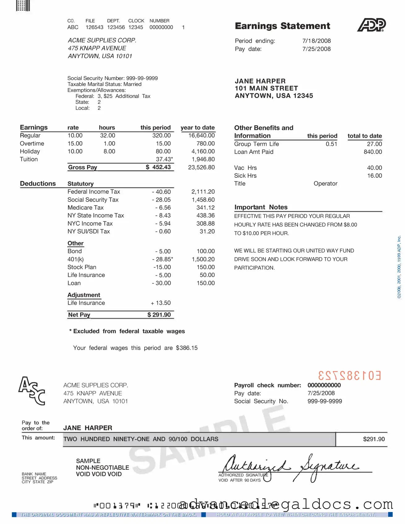 Fill Out Your Adp Pay Stub Form