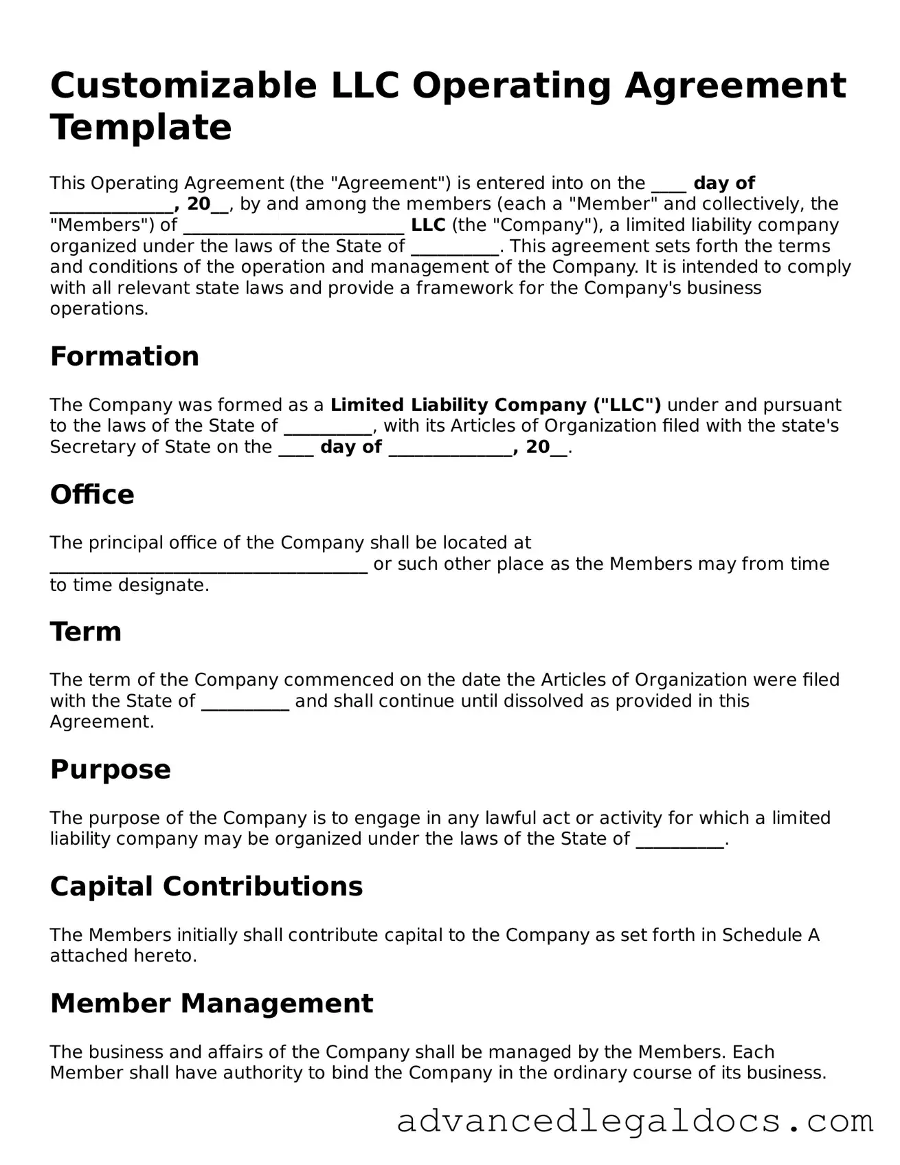 Blank Operating Agreement Template