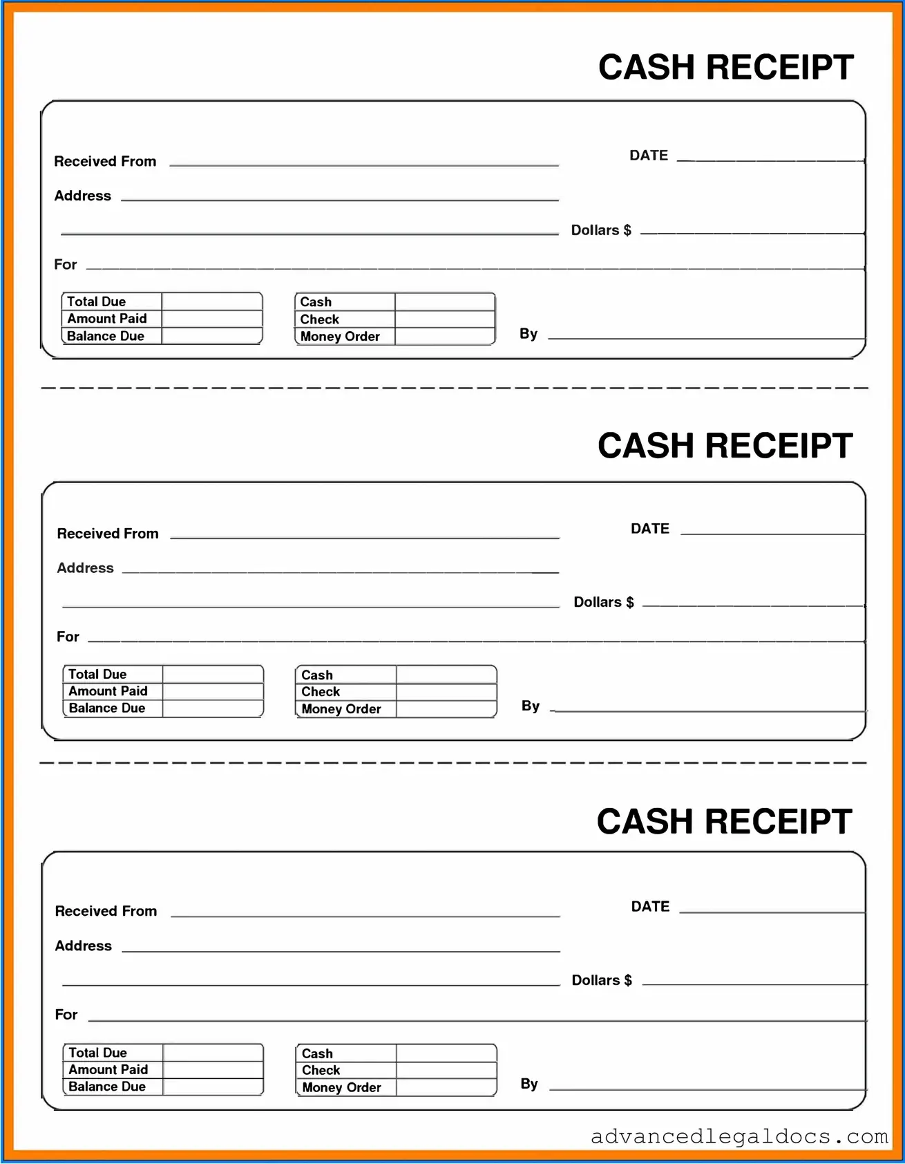 Fill Out Your Cash Receipt Form