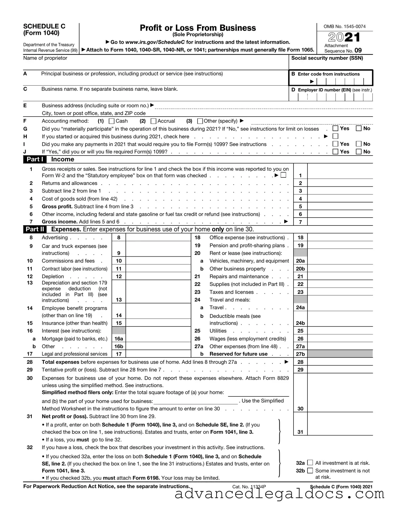 Fill Out Your IRS Schedule C 1040 Form