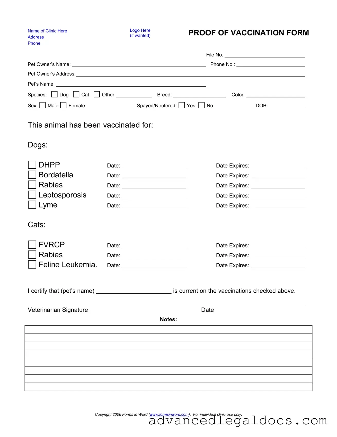 Fill Out Your Proof Of Vaccination Dog Form