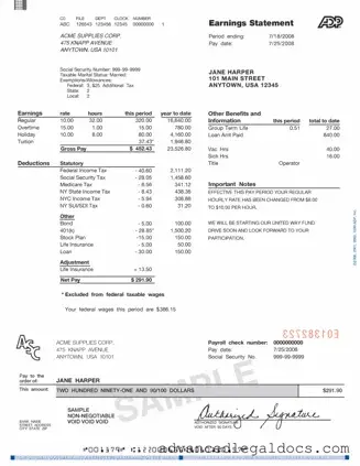 Fill Out Your Adp Pay Stub Form