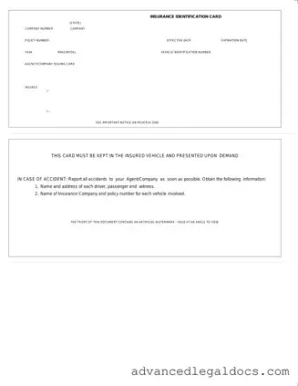 Fill Out Your Auto Insurance Card Form