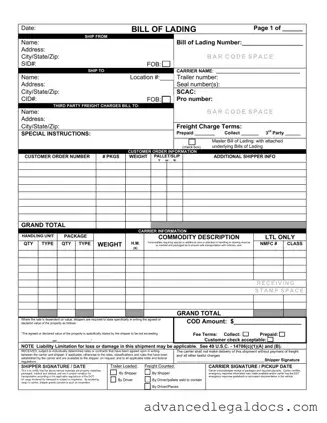 Fill Out Your Bill of Lading with a Supplement Form
