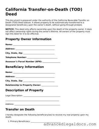 Fillable Transfer-on-Death Deed Form for California State