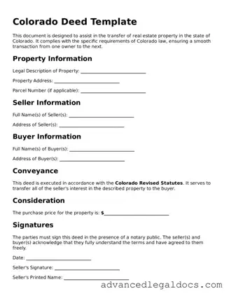 Fillable Deed Form for Colorado State