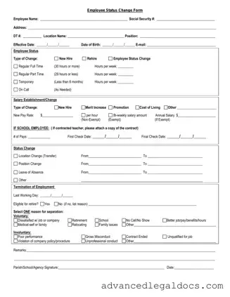 Fill Out Your Employee Status Change Form