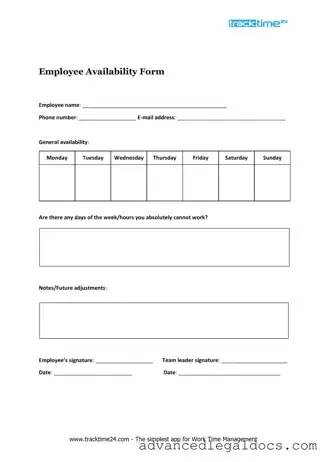 Fill Out Your Employee Availability Form
