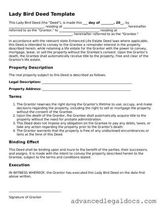 Blank Lady Bird Deed Template