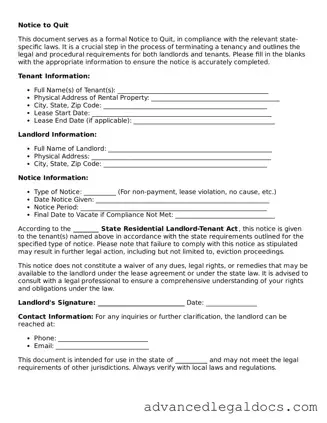 Blank Notice to Quit Template