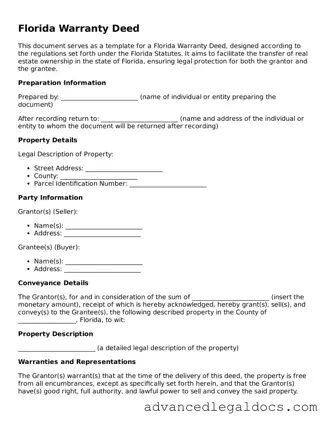 Fillable Deed Form for Florida State