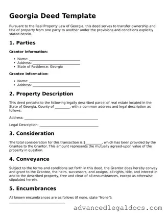 Fillable Deed Form for Georgia State