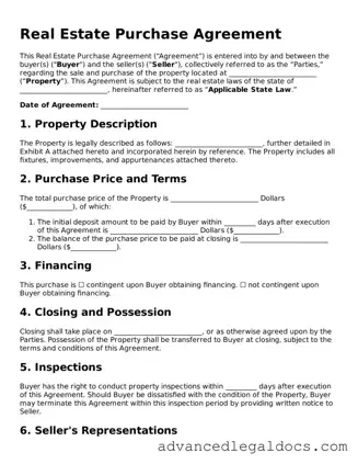 Blank Real Estate Purchase Agreement Template