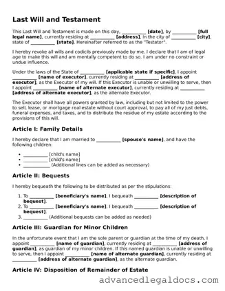 Blank Last Will and Testament Template