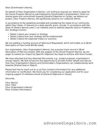 Blank Grant Letter of Intent Template