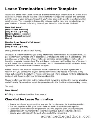 Blank Lease Termination Letter Template