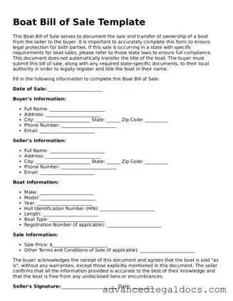 Blank Boat Bill of Sale Template
