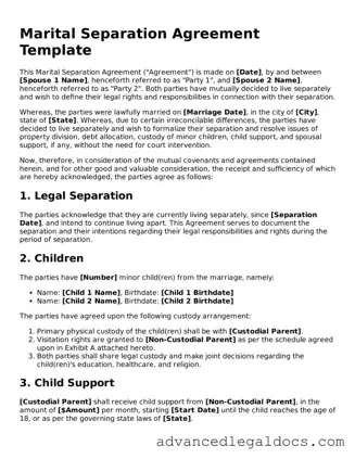 Blank Marital Separation Agreement Template