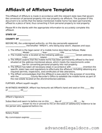 Blank Affidavit of Affixture Template