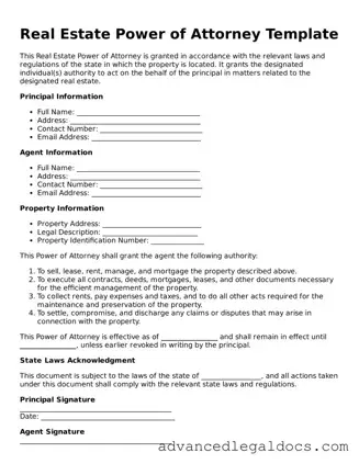 Blank Real Estate Power of Attorney Template