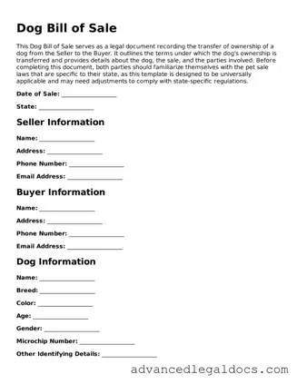 Blank Dog Bill of Sale Template