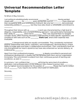 Blank Recommendation Letter Template