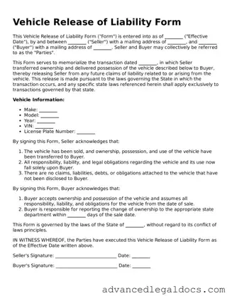 Blank Vehicle Release of Liability Template