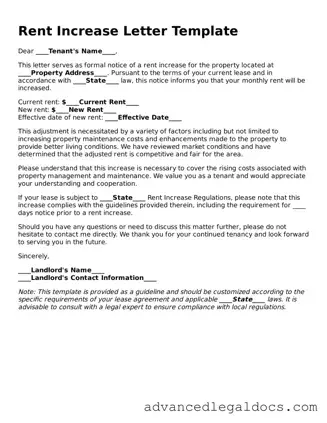 Blank Rent Increase Letter Template