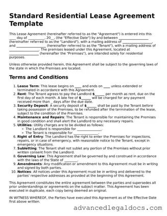 Blank Lease Agreement Template