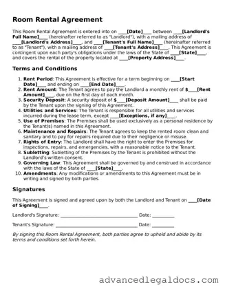 Blank Room Rental Agreement Template