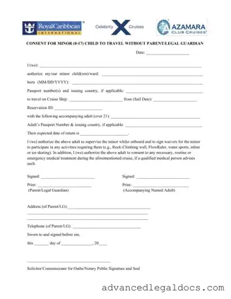 Fill Out Your Royal Caribbean Parental Consent Form