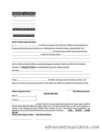 Fill Out Your Scrivener's Affidavit Form