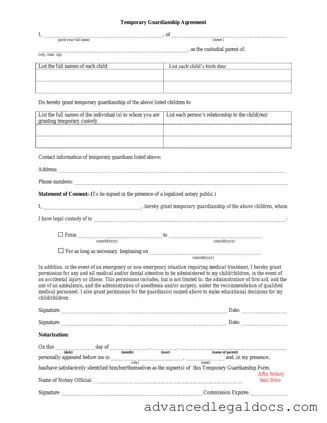 Fill Out Your Temporary Custody Form