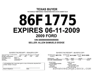 Fill Out Your Texas Temporary Tag Form