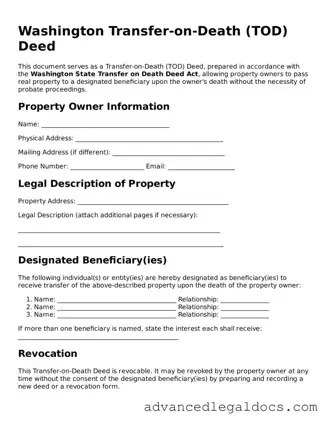 Fillable Transfer-on-Death Deed Form for Washington State