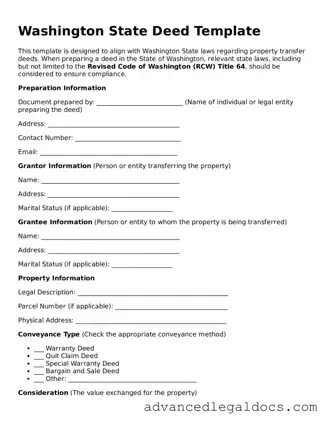 Fillable Deed Form for Washington State