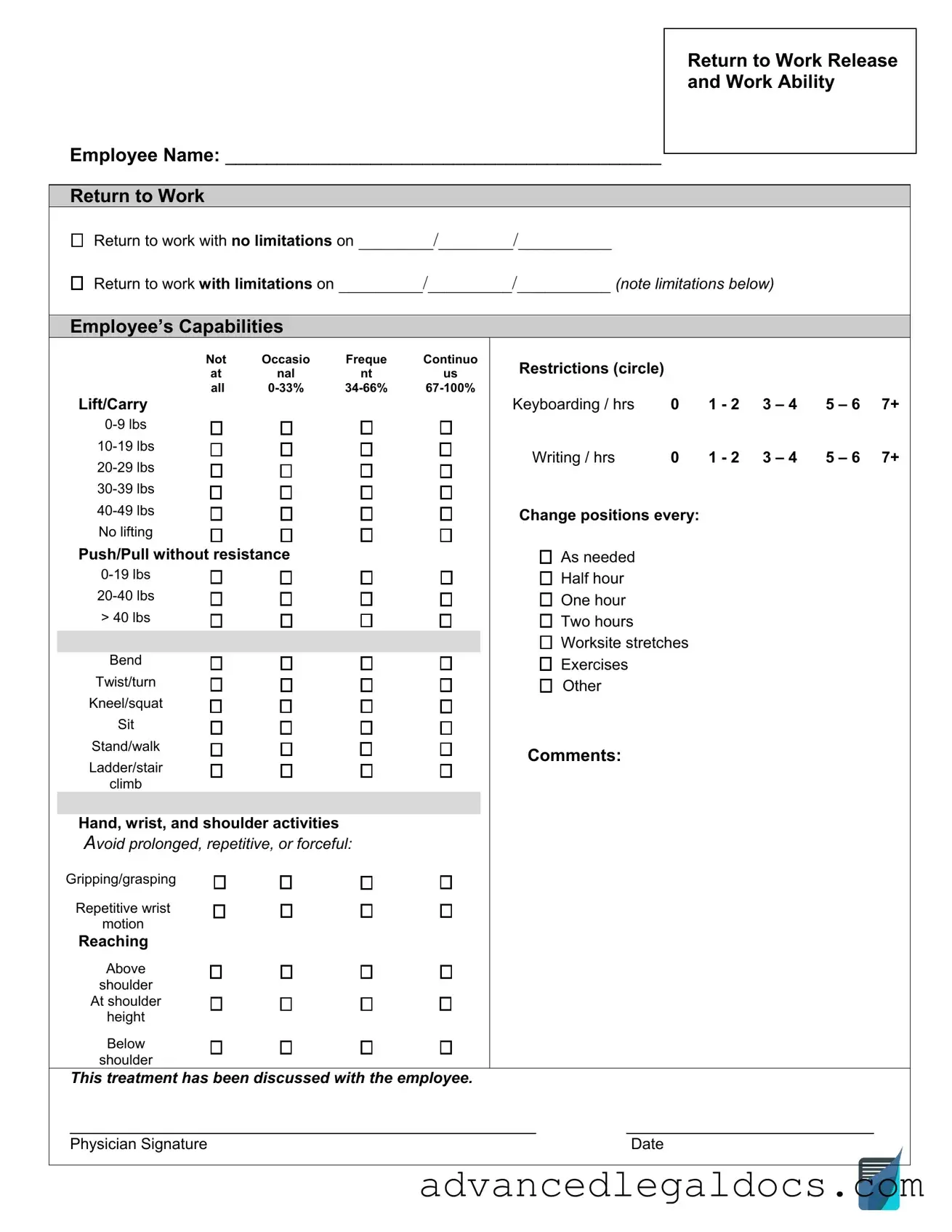 Fill Out Your Work Release Form